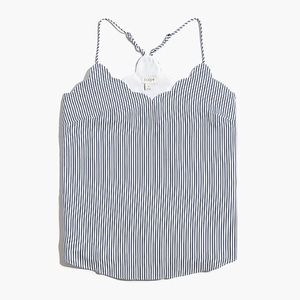 J. Crew Striped Scalloped Cami Top